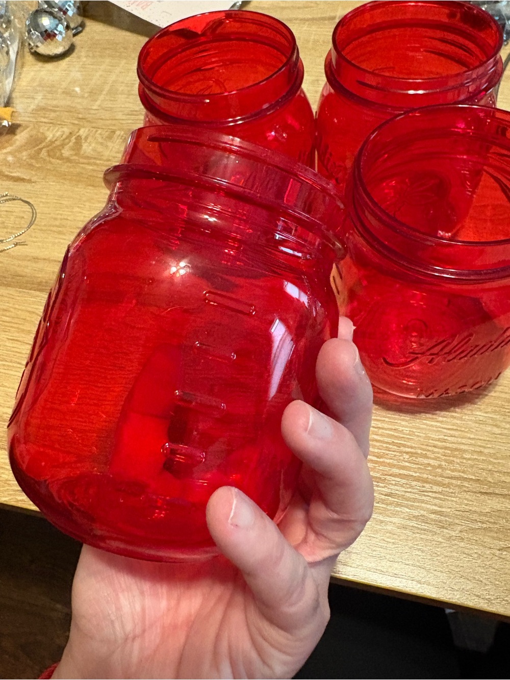 Red Mason Jars - Set of 4 - Picture 8 of 9